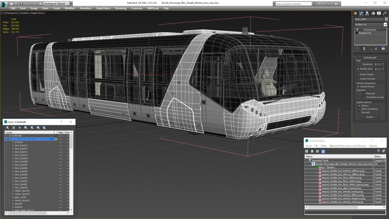 Airside Passenger Bus Simple Interior 3D