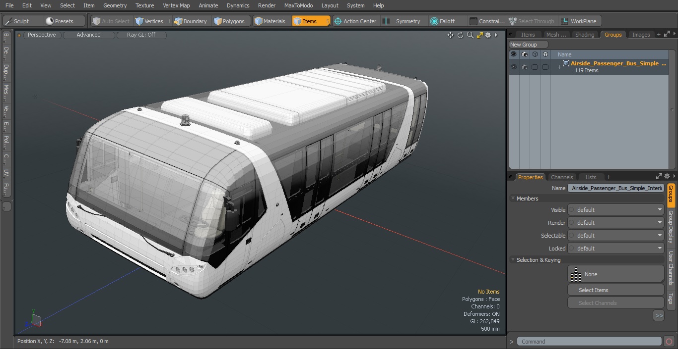 Airside Passenger Bus Simple Interior 3D