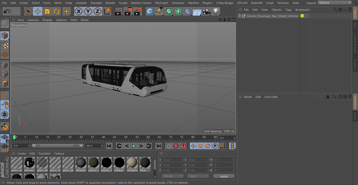 Airside Passenger Bus Simple Interior 3D