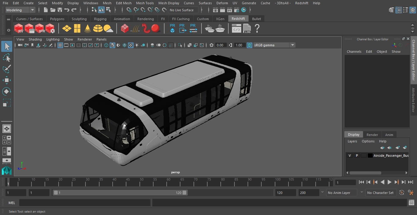 Airside Passenger Bus Simple Interior 3D