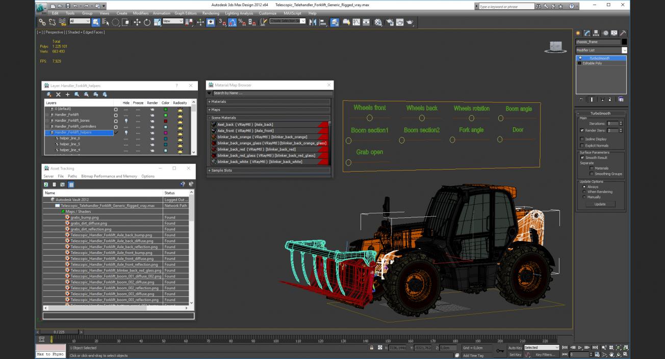 3D Telescopic Telehandler Forklift Generic Rigged