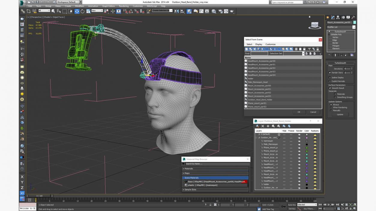 Outdoor Head Band Holder 3D model