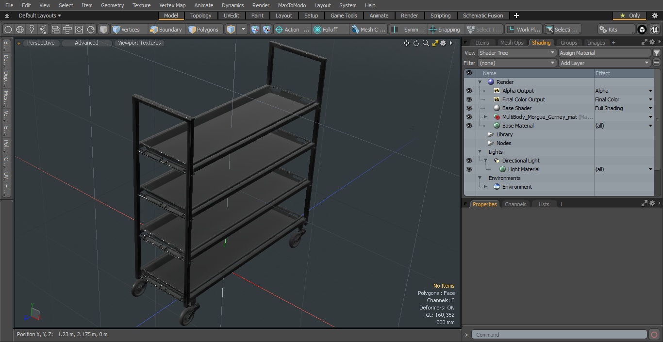 3D MultiBody Morgue Gurney model