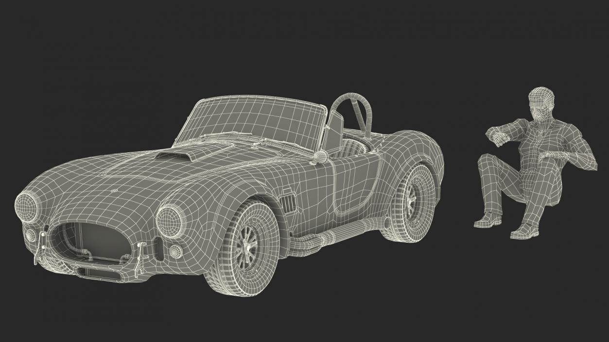 Man Driving Shelby Cobra 1965 3D model