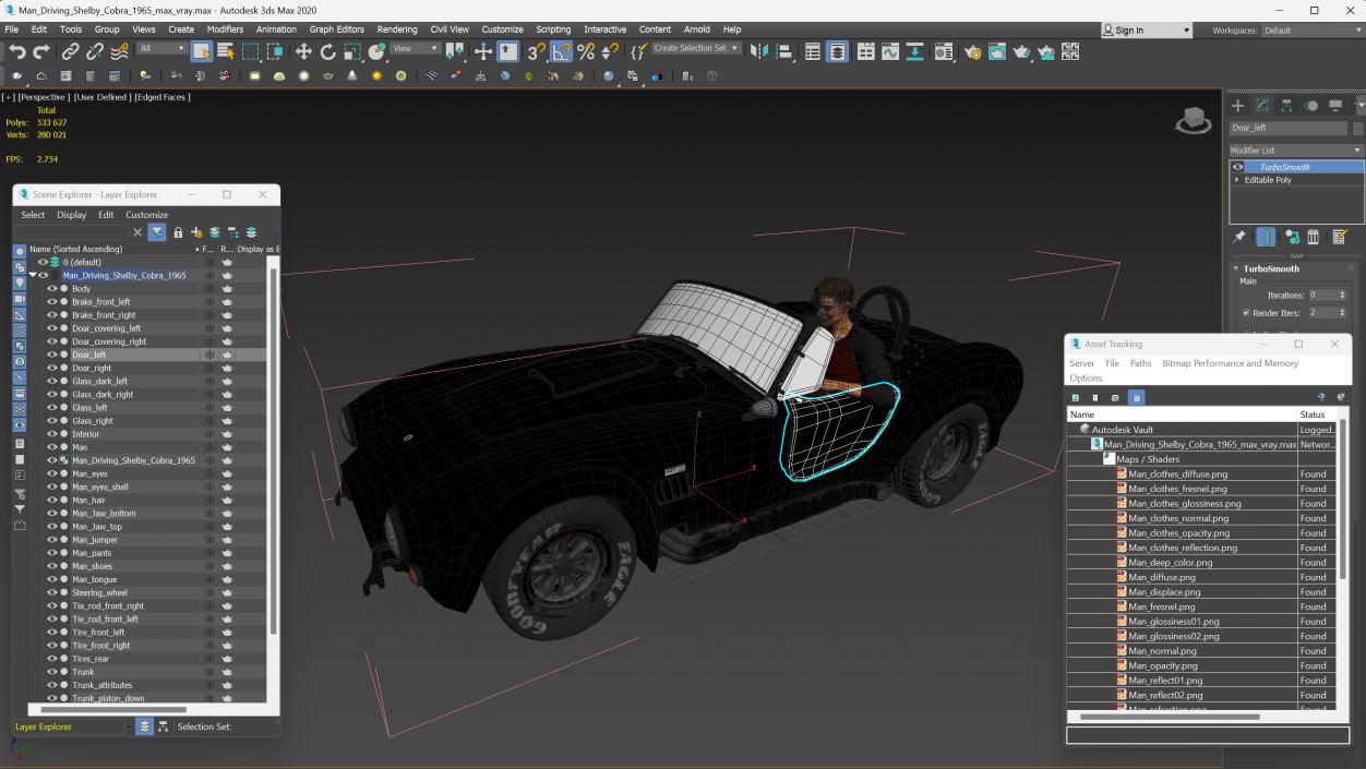 Man Driving Shelby Cobra 1965 3D model