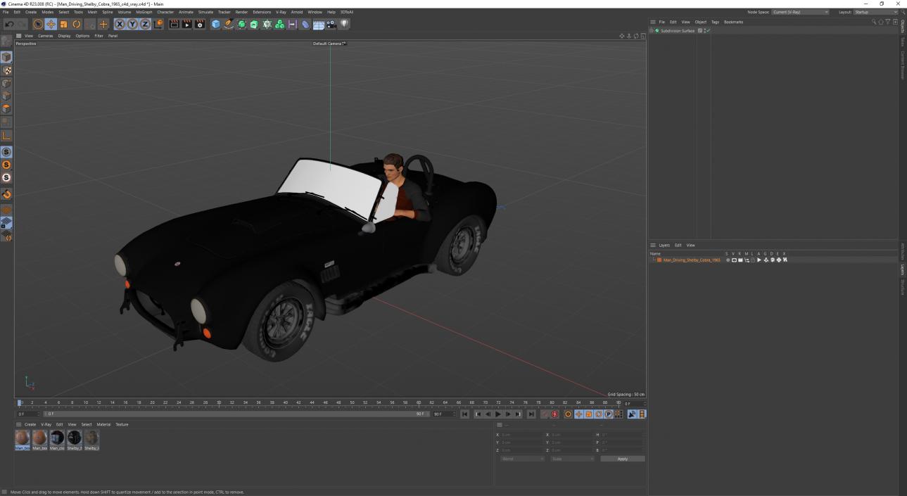 Man Driving Shelby Cobra 1965 3D model