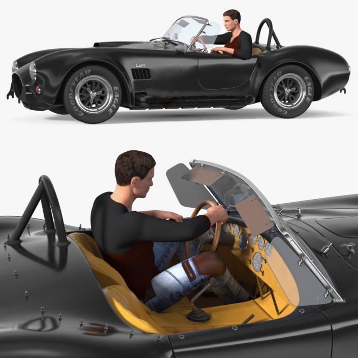 Man Driving Shelby Cobra 1965 3D model