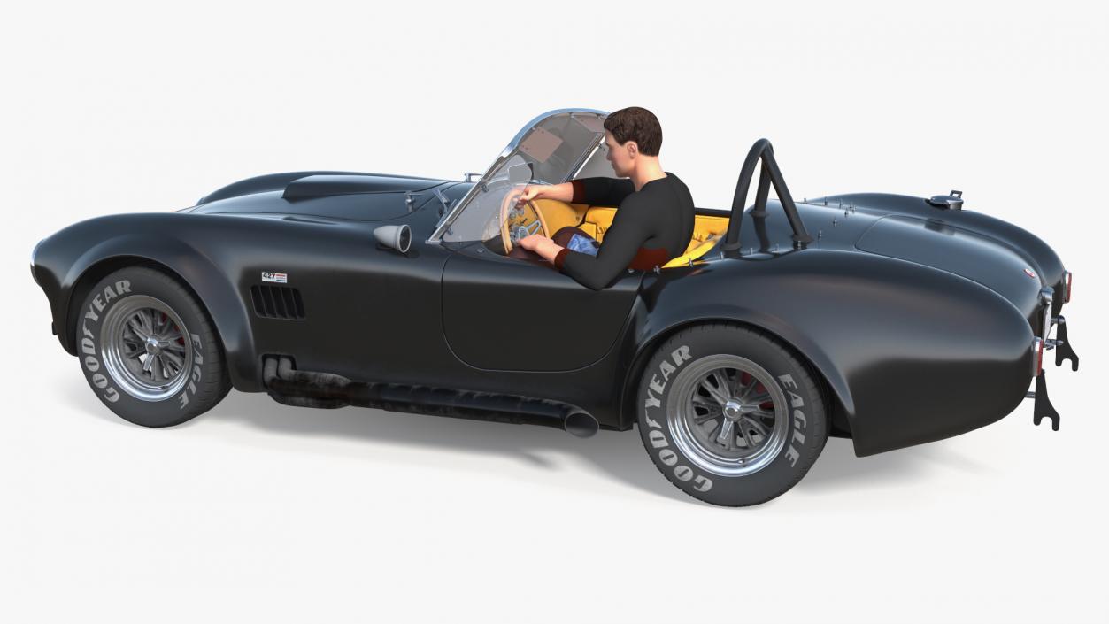 Man Driving Shelby Cobra 1965 3D model