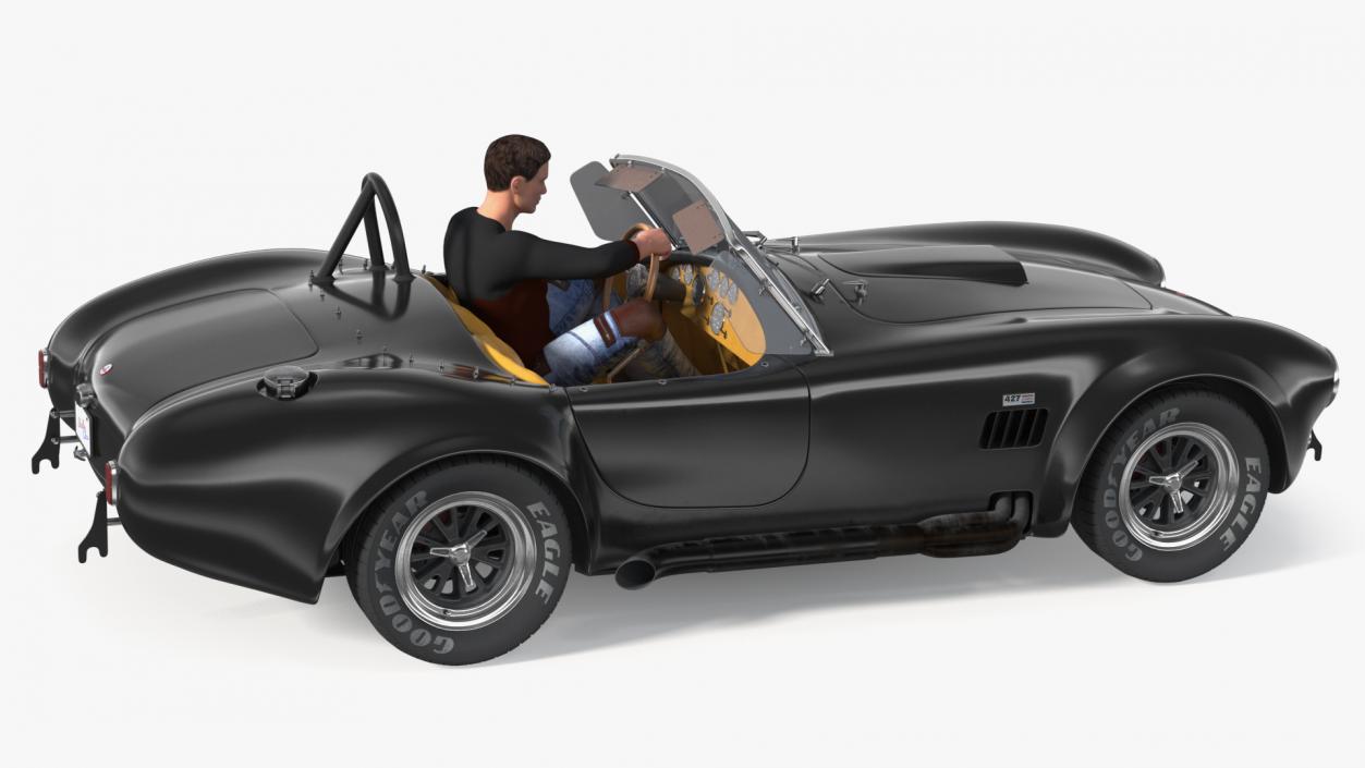 Man Driving Shelby Cobra 1965 3D model