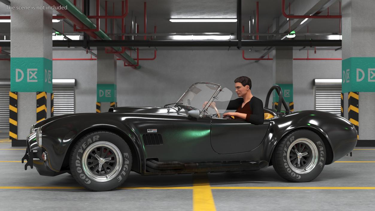 Man Driving Shelby Cobra 1965 3D model