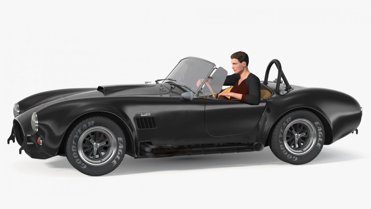 Man Driving Shelby Cobra 1965 3D model