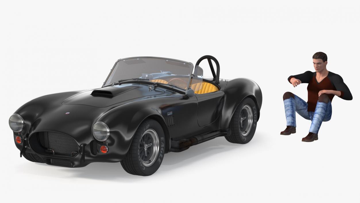 Man Driving Shelby Cobra 1965 3D model