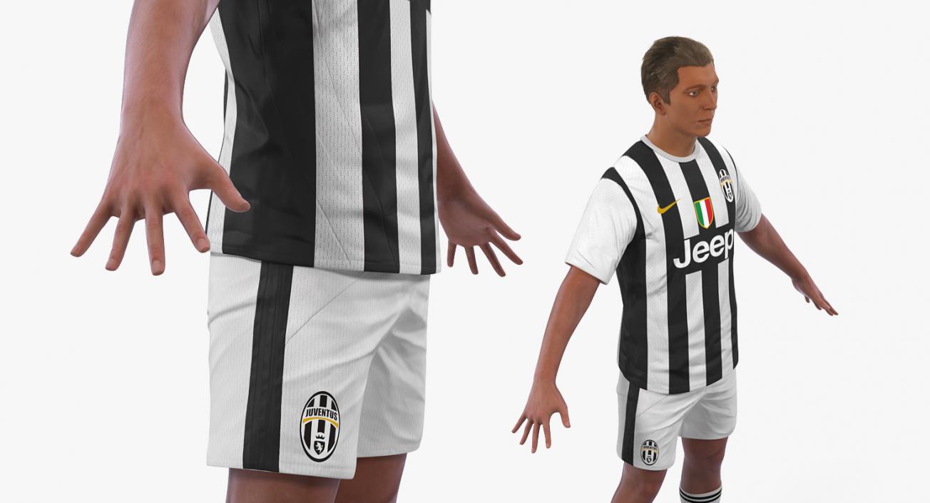 3D Soccer or Football Player Juventus Rigged