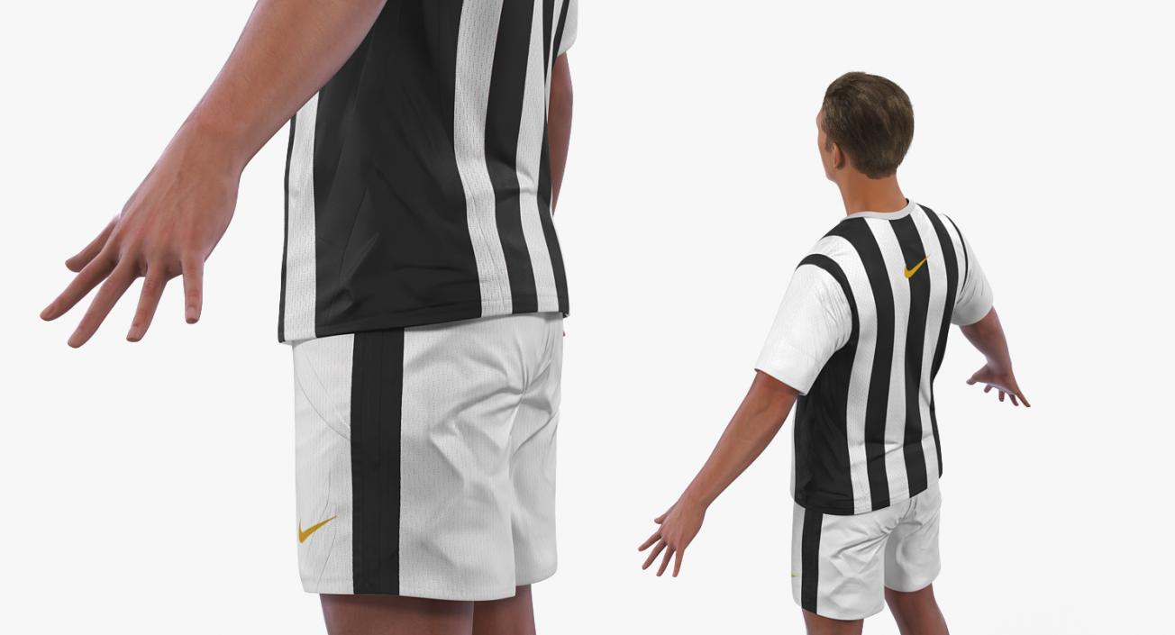 3D Soccer or Football Player Juventus Rigged