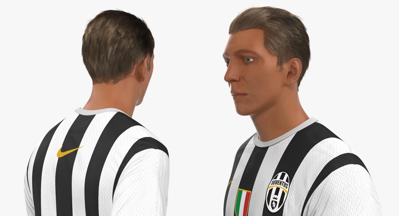 3D Soccer or Football Player Juventus Rigged