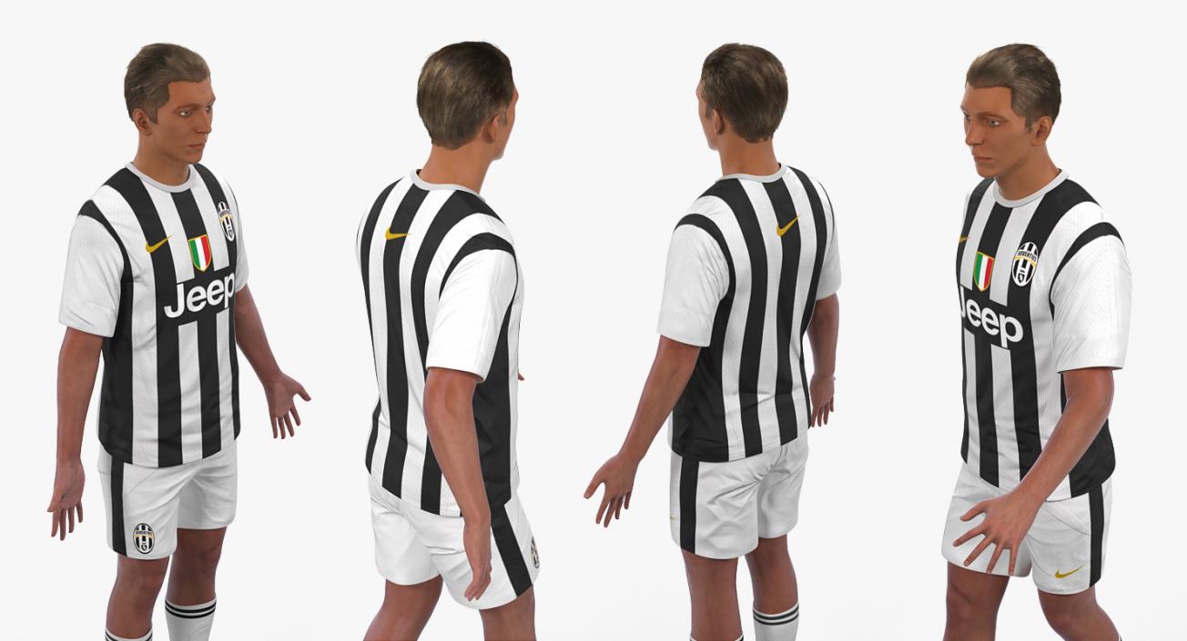 3D Soccer or Football Player Juventus Rigged