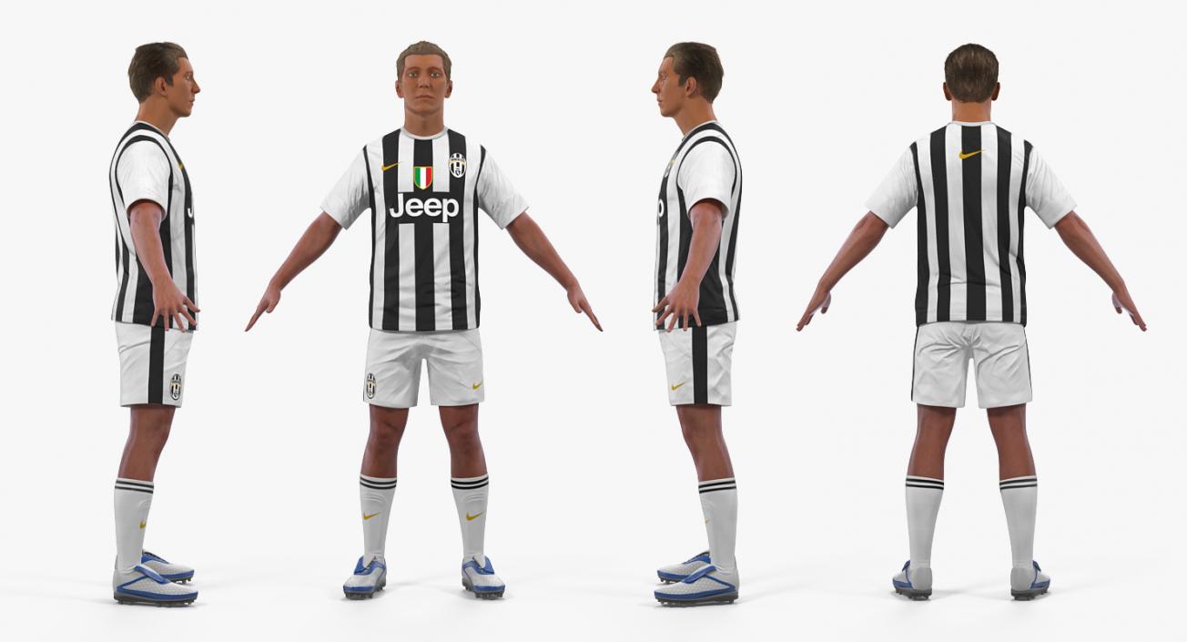 3D Soccer or Football Player Juventus Rigged