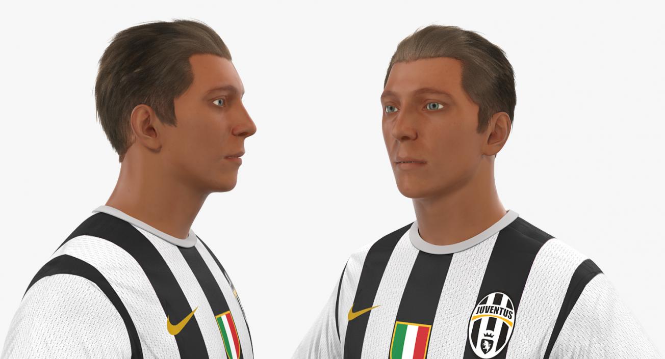 3D Soccer or Football Player Juventus Rigged