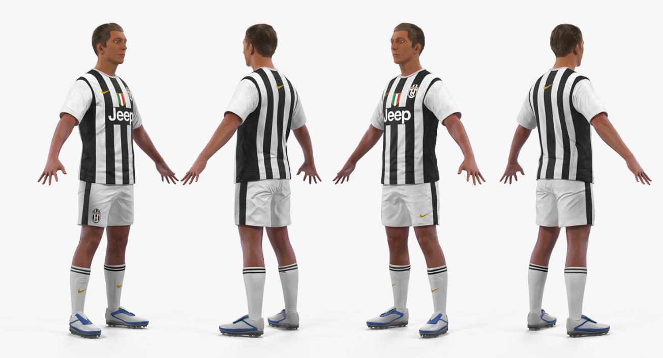 3D Soccer or Football Player Juventus Rigged