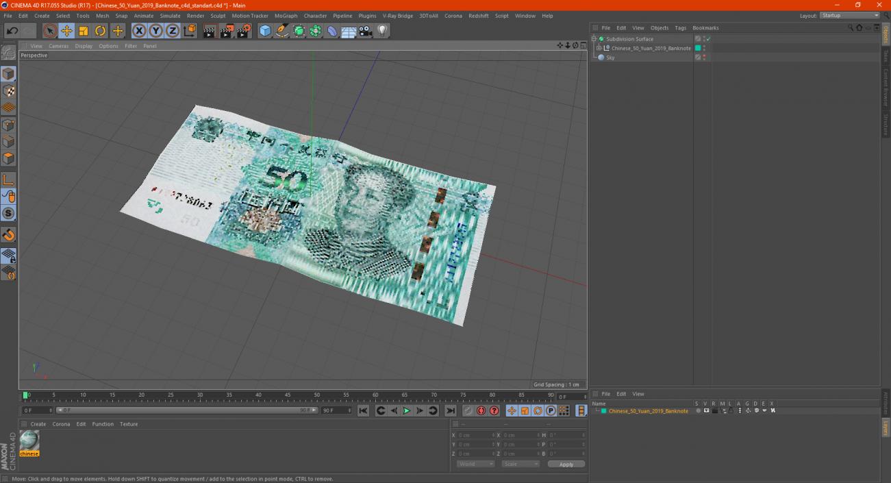 Chinese 50 Yuan 2019 Banknote 3D model