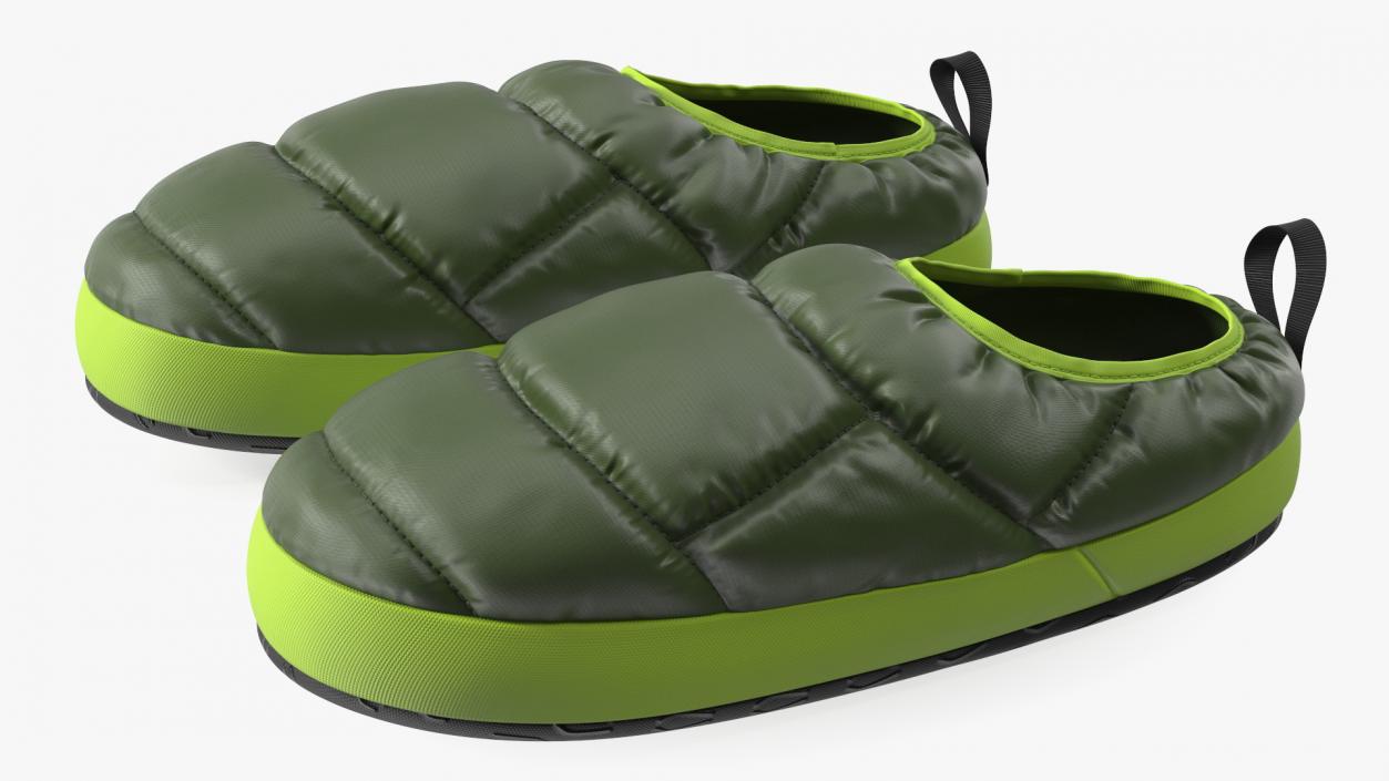 Green Down Slippers 3D model