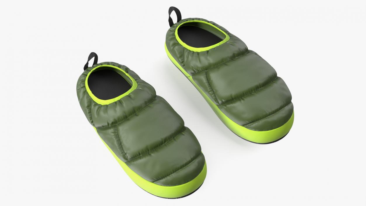 Green Down Slippers 3D model