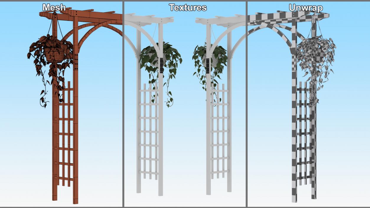 Garden Arch with Climbing Plants 3D