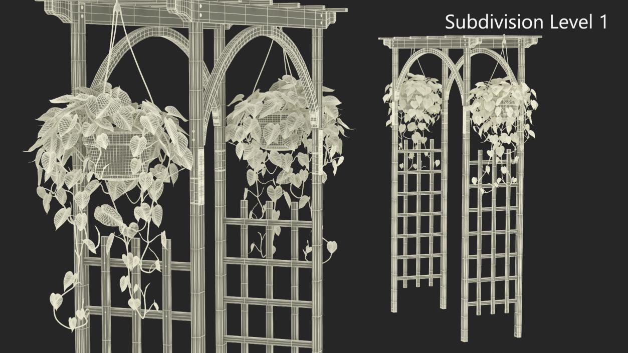 Garden Arch with Climbing Plants 3D