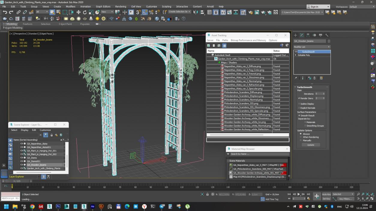 Garden Arch with Climbing Plants 3D