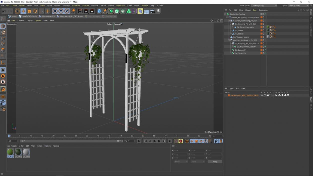 Garden Arch with Climbing Plants 3D