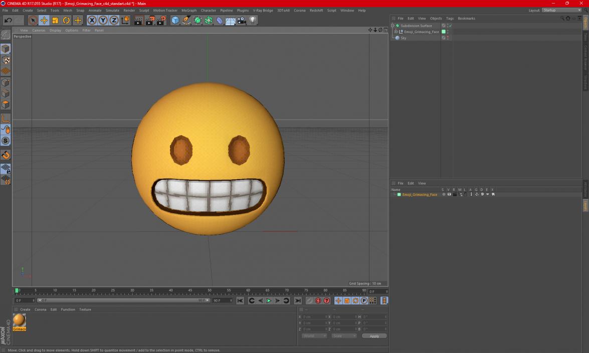 Emoji Grimacing Face 2 3D