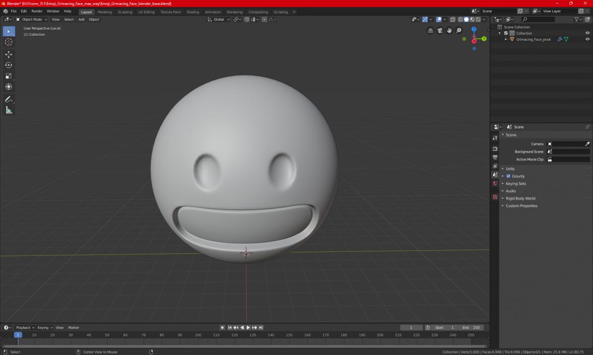 Emoji Grimacing Face 2 3D