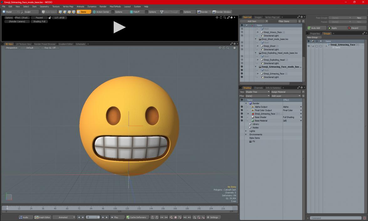 Emoji Grimacing Face 2 3D