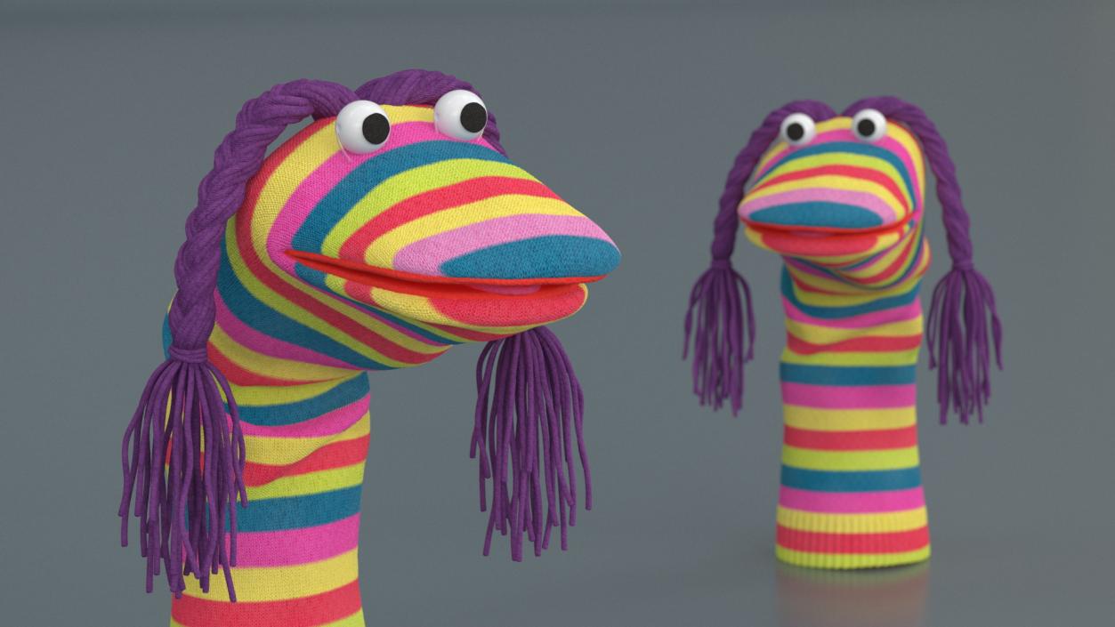 3D Striped Sock Puppet with Googly Eyes Girl