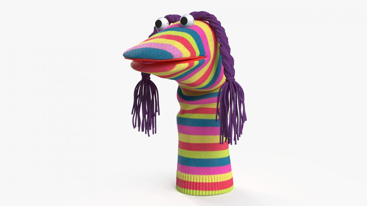 3D Striped Sock Puppet with Googly Eyes Girl