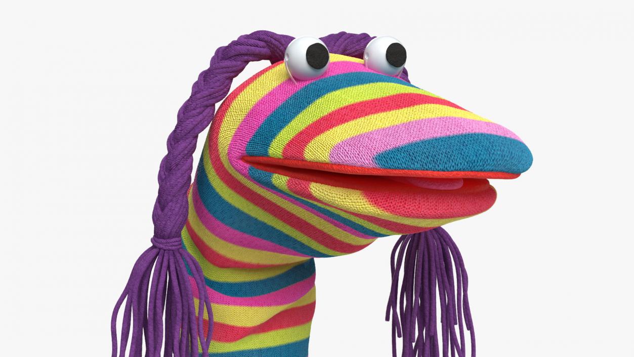 3D Striped Sock Puppet with Googly Eyes Girl