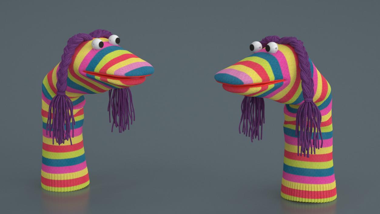 3D Striped Sock Puppet with Googly Eyes Girl