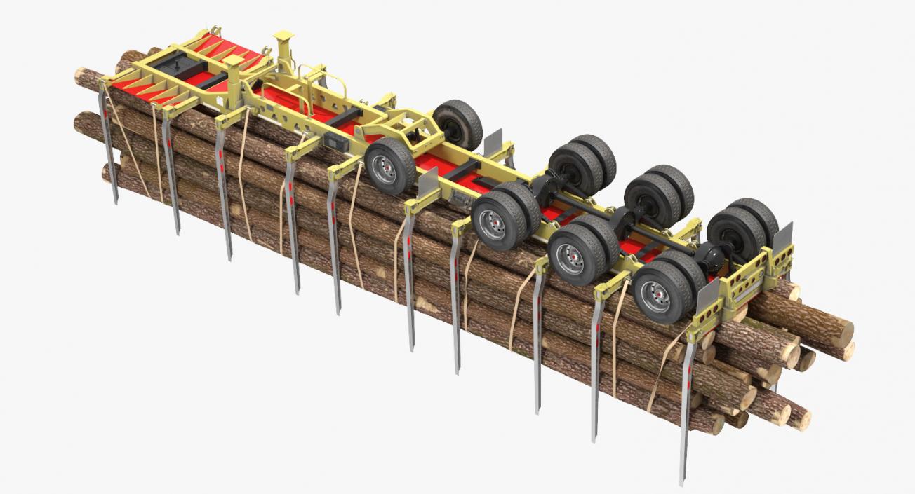 3D model Logging Trailer with Logs