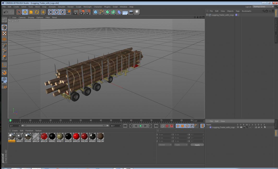 3D model Logging Trailer with Logs