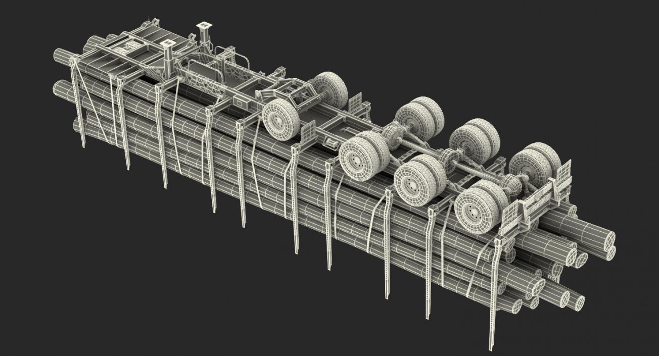 3D model Logging Trailer with Logs