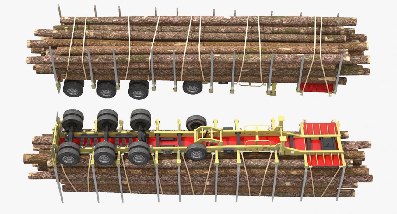 3D model Logging Trailer with Logs