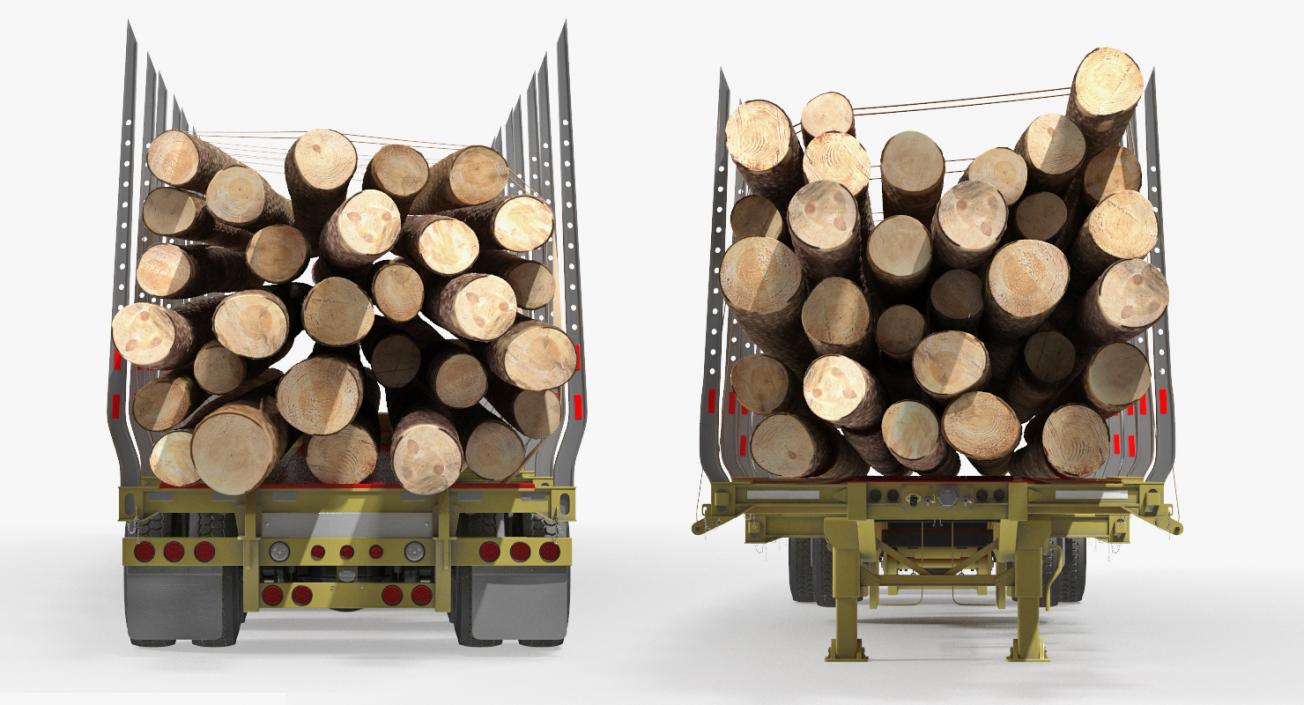 3D model Logging Trailer with Logs