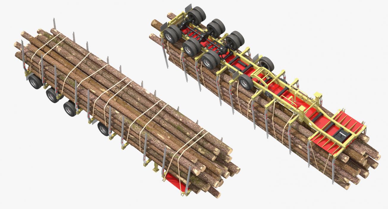 3D model Logging Trailer with Logs