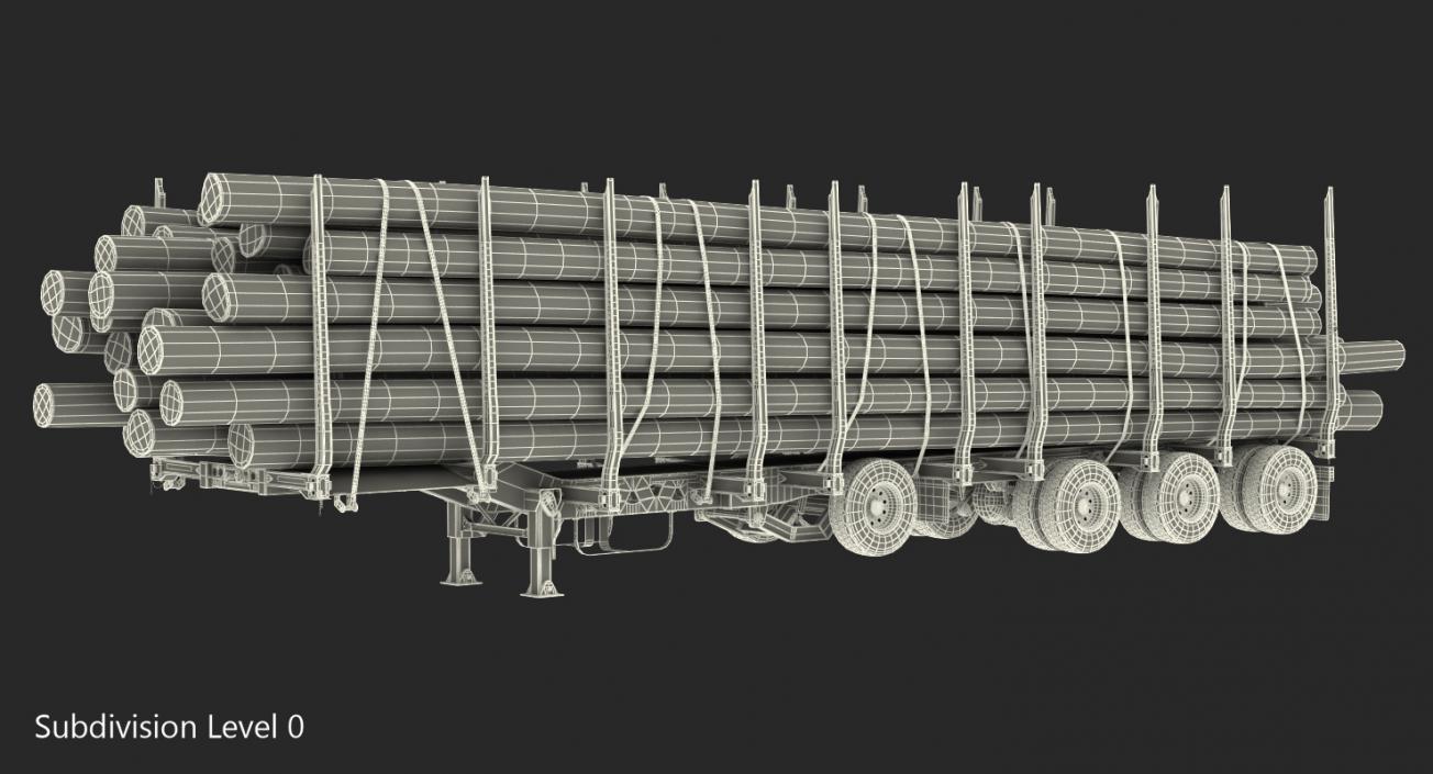 3D model Logging Trailer with Logs