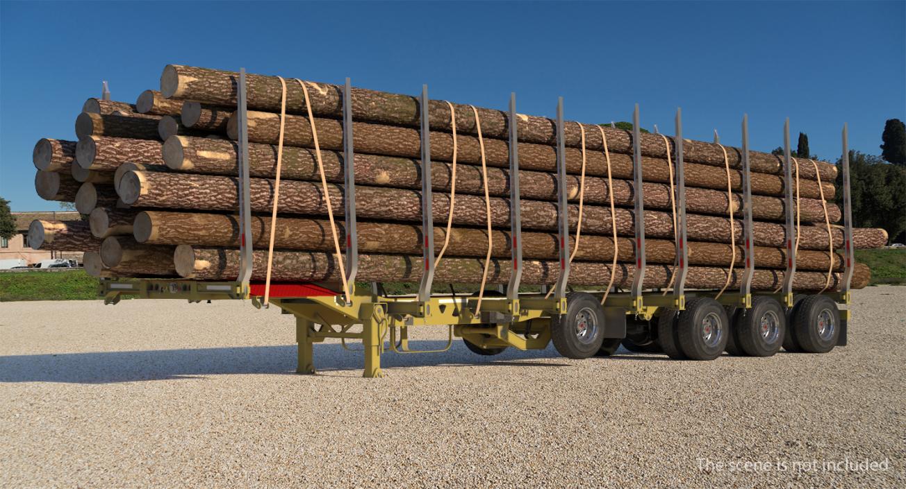 3D model Logging Trailer with Logs