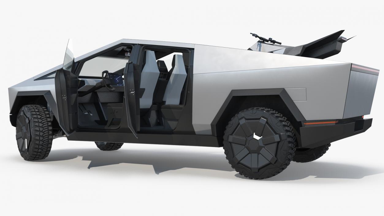 Tesla Cybertruck with Cyberquad ATV Rigged 3D