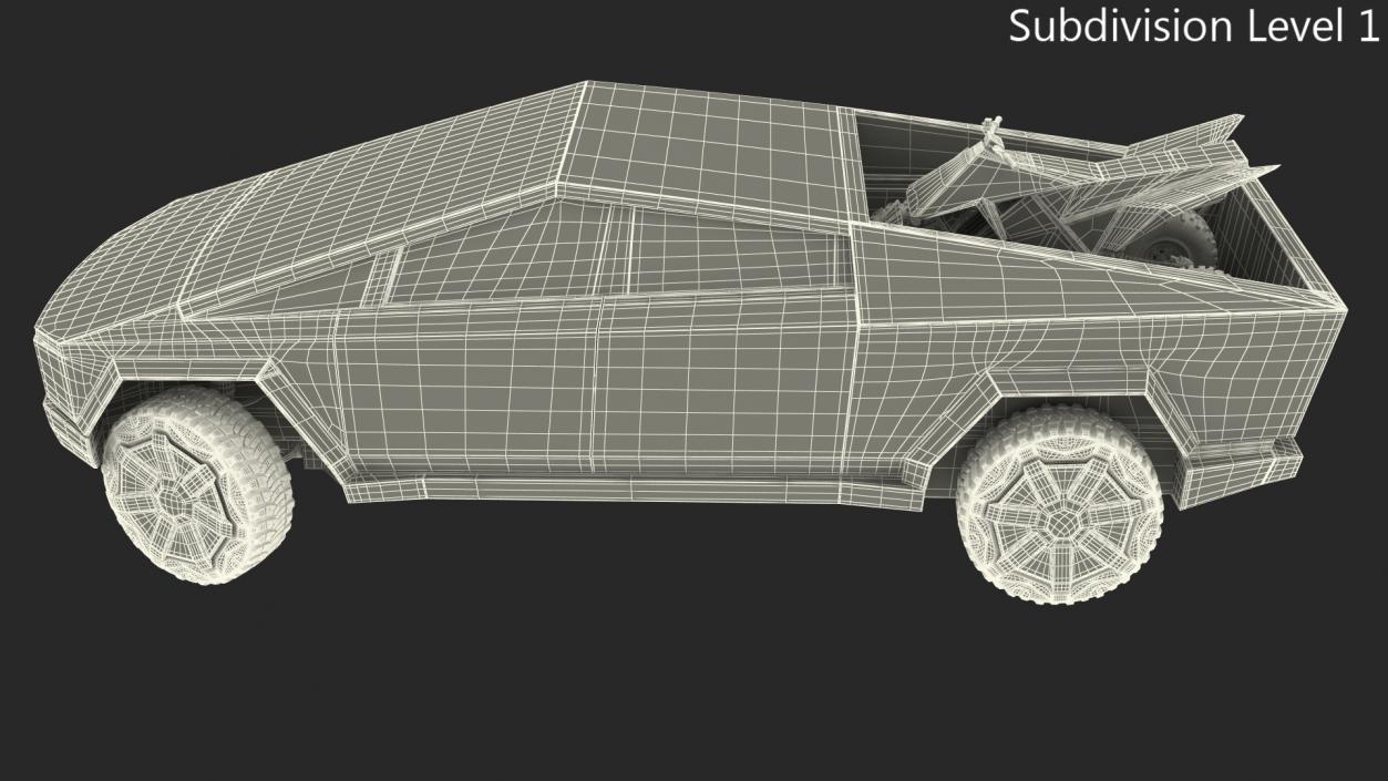 Tesla Cybertruck with Cyberquad ATV Rigged 3D