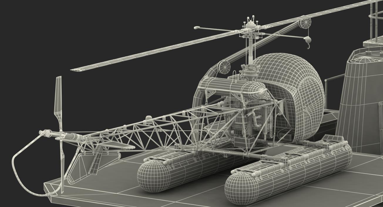 3D Old Scientific Research Vessel with Helicopter