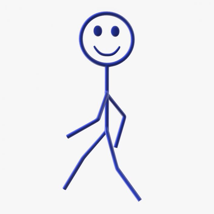 3D Stick Figure Blue Rigged for Cinema 4D model