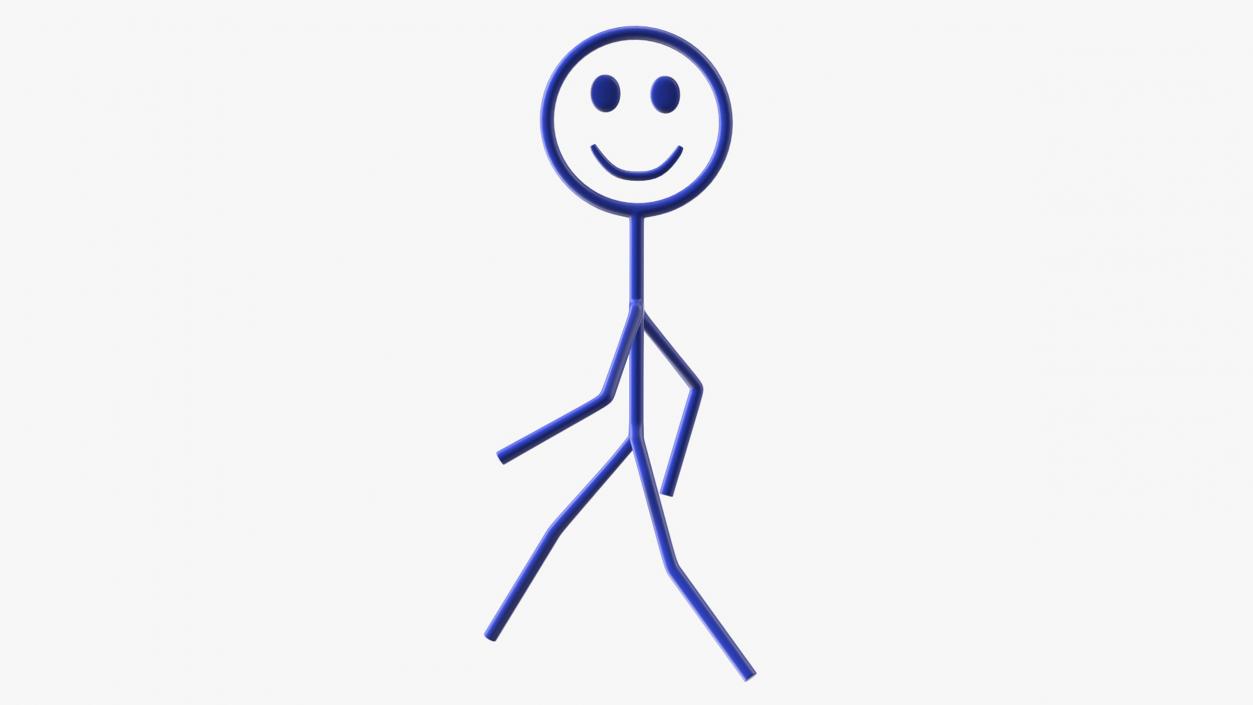 3D Stick Figure Blue Rigged for Cinema 4D model